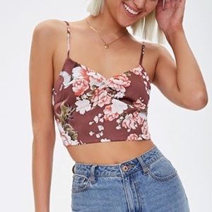 Honey Belle Satin Floral Cropped Cami